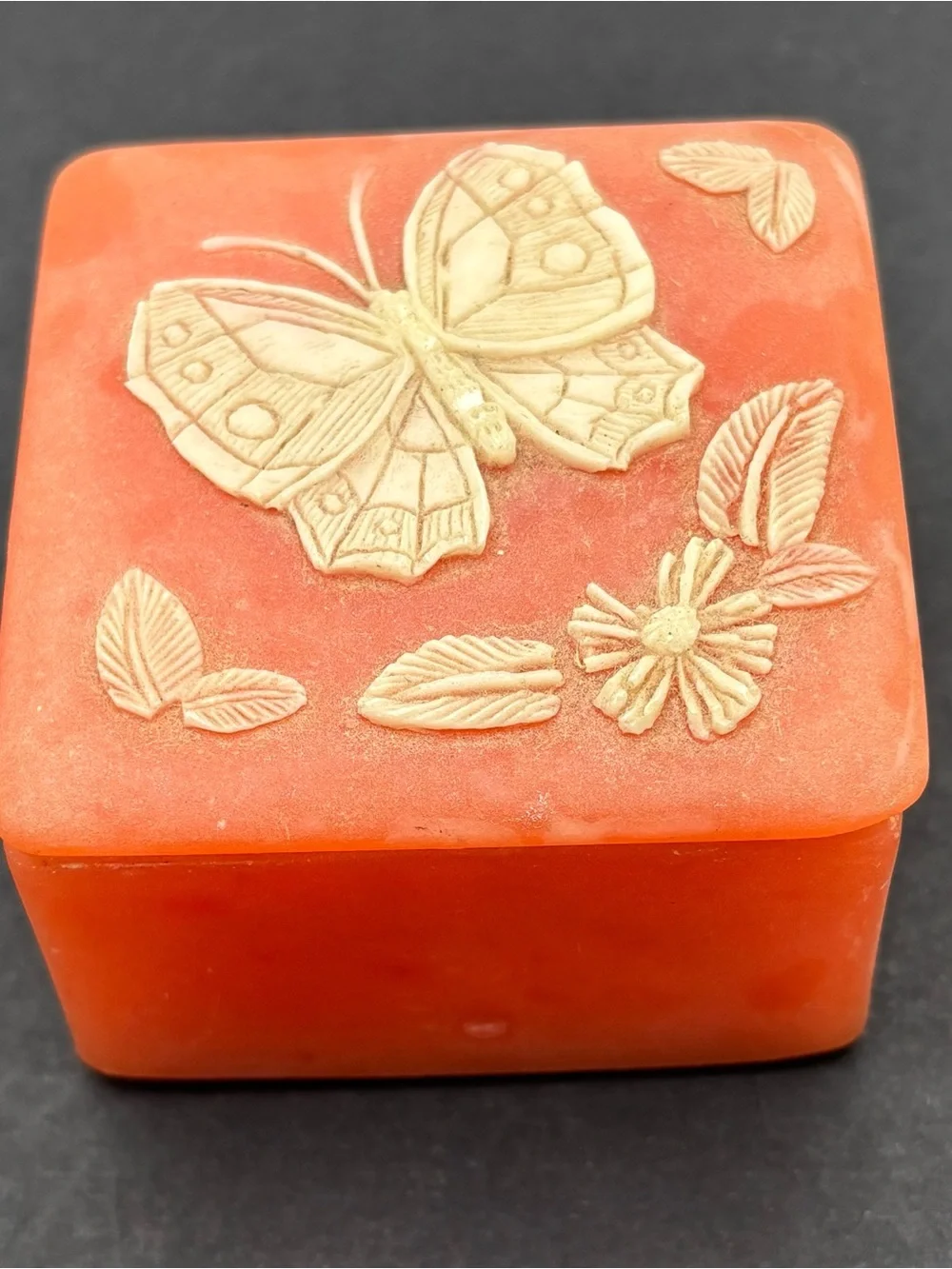 Vintage 1984 Pink Butterfly Resin Trinket Box Design Gifts International Art